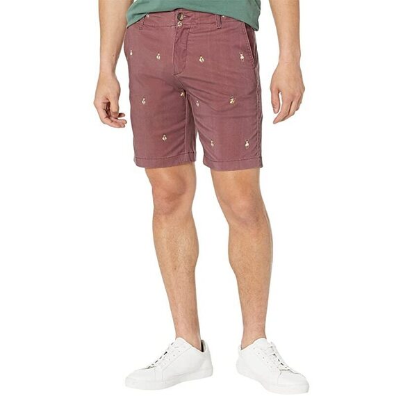 BENSON Knot Chino Printed Shorts Burgundy 38